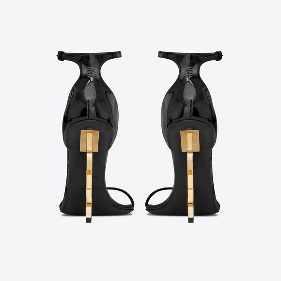 SAINT LAURENT OPYUM SANDALS IN PATENT LEATHER WITH GOLD-TONE HEEL - Picture 4 of 8